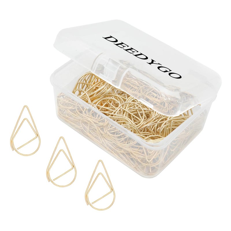 DeedyGo 120 Pieces Gold Paper Clips Teardrop Medium Stainless Steel Drop-Shaped Paper Clips for Office School Supplies Wedding Invitations Scrapbooking Bookmarks Kids Women Planners (1.3 inch) by DEEDYGO - Image 1